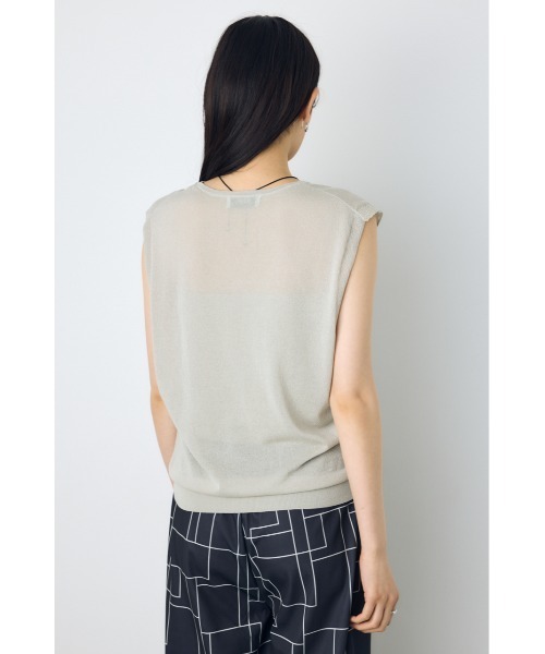 AZUL by moussy(アズールバイマウジー)の「【カップ付き/パッド付き】2点セットノースリーブトップス サマーニット 夏服 春服 秋服 ベアトップス ビスチェ(ニット/セーター・レディース・ライトグレー/レッド/ライトブラック/ベージュ・FREE)」の18枚目の写真