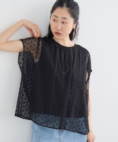 le.coeur blanc(ルクールブラン)の「2WAY楊柳フラワー刺繍ブラウス(シャツ/ブラウス・レディース・ホワイト系その他/ブラック系その他・38)」の2枚目の写真