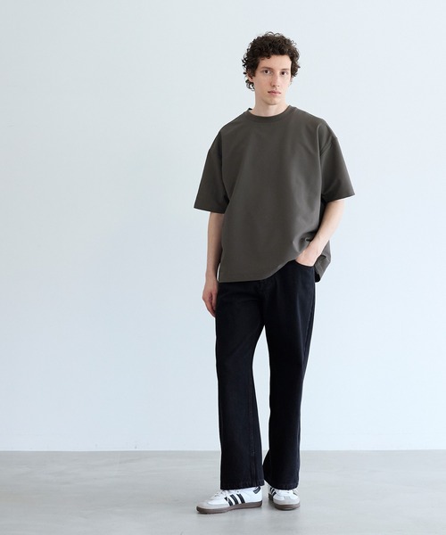 coca(coca)(コカ)の「シアサッカー半袖トップス(Tシャツ/カットソー・メンズ・カーキ/ブラック・L/XL/M)」の3枚目の写真