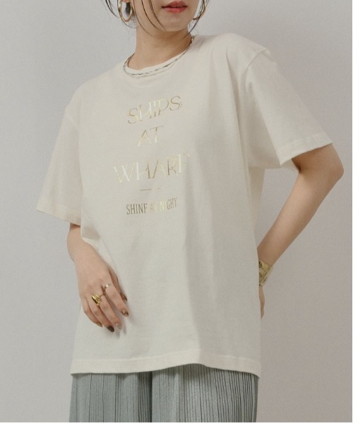 palm RICHE(ポームリシュ)の「箔ロゴプリントT(Tシャツ/カットソー・レディース・ブラック/ライトイエロー/オフホワイト・M)」の2枚目の写真