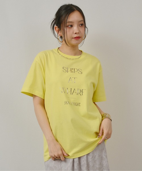 palm RICHE(ポームリシュ)の「箔ロゴプリントT(Tシャツ/カットソー・レディース・ブラック/ライトイエロー/オフホワイト・M)」の5枚目の写真