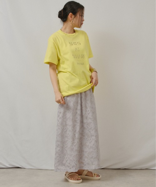 palm RICHE(ポームリシュ)の「箔ロゴプリントT(Tシャツ/カットソー・レディース・ブラック/ライトイエロー/オフホワイト・M)」の22枚目の写真
