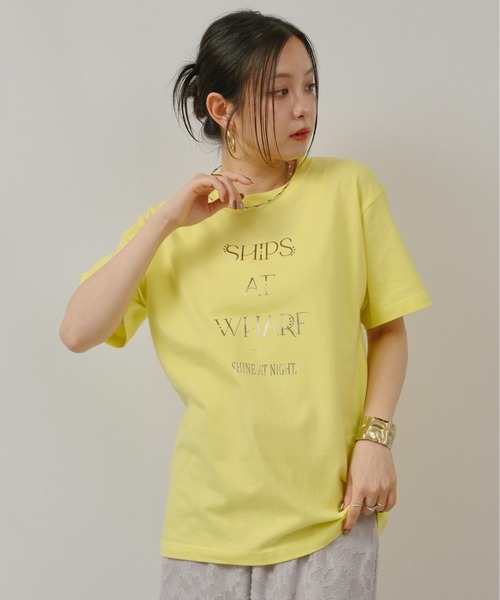 palm RICHE(ポームリシュ)の「箔ロゴプリントT(Tシャツ/カットソー・レディース・ブラック/ライトイエロー/オフホワイト・M)」の13枚目の写真