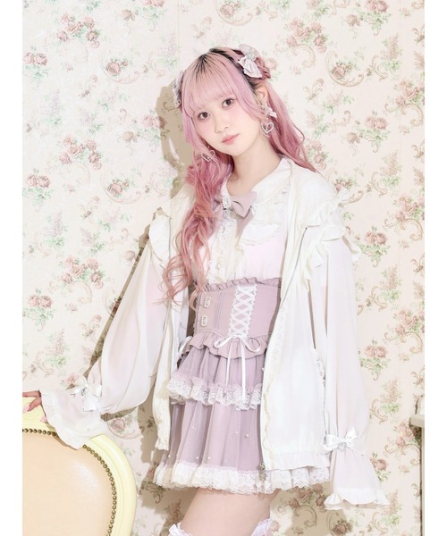 NOEMIE(ノエミー)の「うさみみシアーレースブルゾン(パーカー・レディース・ブラック/ピンク/オフホワイト・M)」の5枚目の写真
