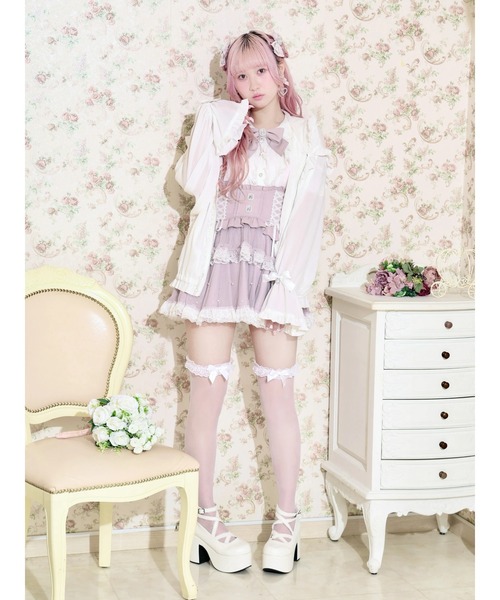 NOEMIE(ノエミー)の「うさみみシアーレースブルゾン(パーカー・レディース・ブラック/ピンク/オフホワイト・M)」の7枚目の写真