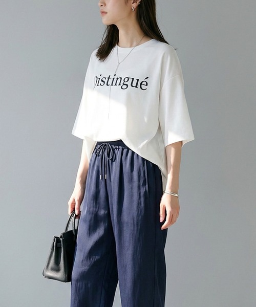 itto...(イット)の「【接触冷感&UVカット】ひんやりさらさらジョーゼットゆったりロゴTシャツ(Tシャツ/カットソー・レディース・グレー/ブラック/オフホワイト・FREE)」の13枚目の写真