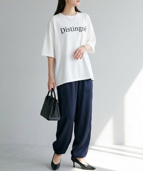 itto...(イット)の「【接触冷感&UVカット】ひんやりさらさらジョーゼットゆったりロゴTシャツ(Tシャツ/カットソー・レディース・グレー/ブラック/オフホワイト・FREE)」の14枚目の写真