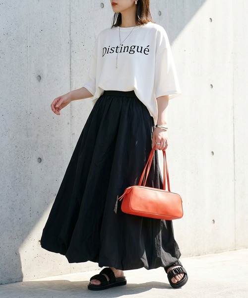 itto...(イット)の「【接触冷感&UVカット】ひんやりさらさらジョーゼットゆったりロゴTシャツ(Tシャツ/カットソー・レディース・グレー/ブラック/オフホワイト・FREE)」の15枚目の写真