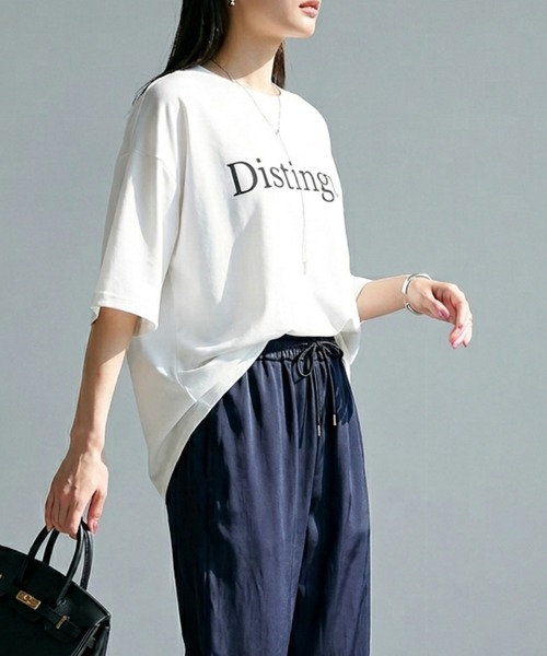 itto...(イット)の「【接触冷感&UVカット】ひんやりさらさらジョーゼットゆったりロゴTシャツ(Tシャツ/カットソー・レディース・グレー/ブラック/オフホワイト・FREE)」の16枚目の写真