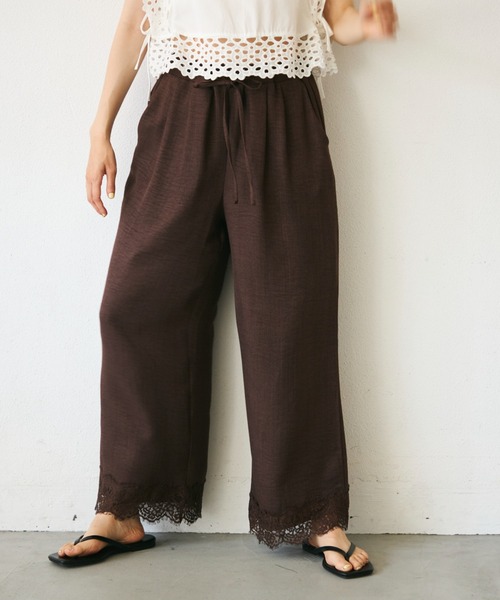 Trish(トリッシュ)の「麻調レースヘムパンツ(その他パンツ・レディース・ブラウン/アイボリー・SMALL/MEDIUM)」の16枚目の写真