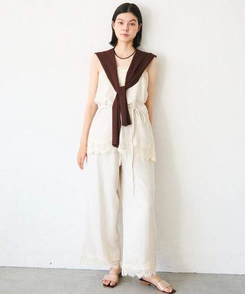 Trish(トリッシュ)の「麻調レースヘムパンツ(その他パンツ・レディース・ブラウン/アイボリー・SMALL/MEDIUM)」の11枚目の写真