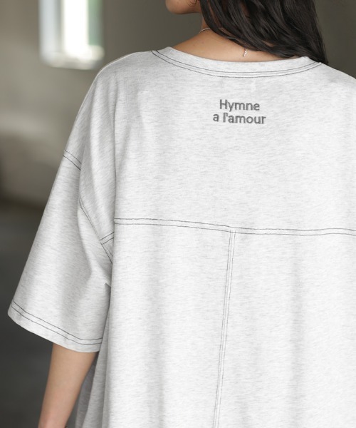 HUG.U(ハグユー)の「後ろ刺繍ロゴ ステッチTシャツワンピース(ワンピース・レディース・ダークグレー/グレイッシュブルー/ブラック/ライトグレー/レッド・FREE)」の18枚目の写真