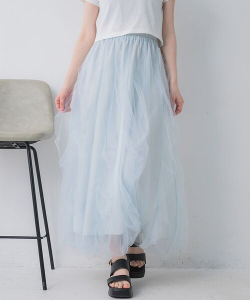ems excite(エムズエキサイト)の「ボリュームチュールSK(スカート・レディース・ピンク/ブルー/ナチュラル・FREE)」の2枚目の写真