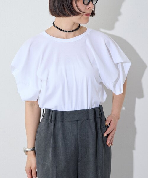 Whim Gazette（ウィムガゼット）の「【GEMINI】変形カットソー（Tシャツ/カットソー・レディース・ブラック/グレー/オフホワイト・FREE）」の4枚目の写真