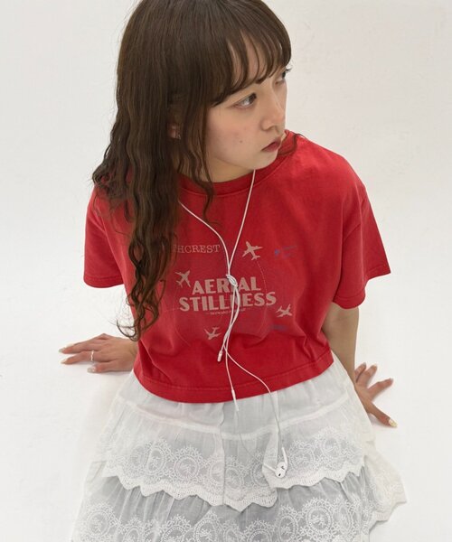 w closet(ダブルクローゼット)の「ピグメントプリントTシャツ 夏服(Tシャツ/カットソー・レディース・レッド/ブルー/ネイビー/オフホワイト・FREE)」の22枚目の写真