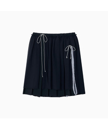 DRAWSTRING SHIRRING SKIRT, NAVY
