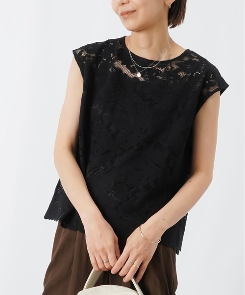 LUCA/LADY LUCK LUCA(ルカ/レディラックルカ)の「LC/LLL リーフレーススカラッププルオーバー(Tシャツ/カットソー・レディース・ブラック/オフホワイト・FREE)」の10枚目の写真