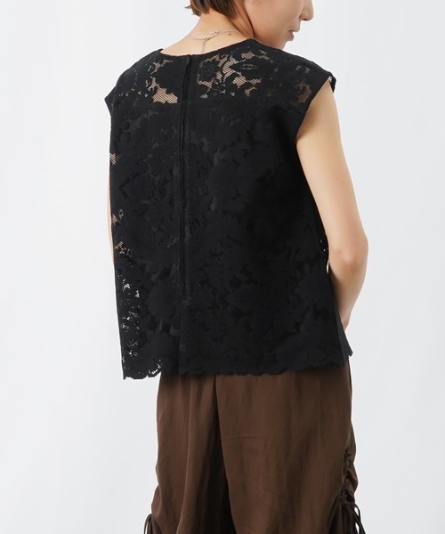 LUCA/LADY LUCK LUCA(ルカ/レディラックルカ)の「LC/LLL リーフレーススカラッププルオーバー(Tシャツ/カットソー・レディース・ブラック/オフホワイト・FREE)」の13枚目の写真
