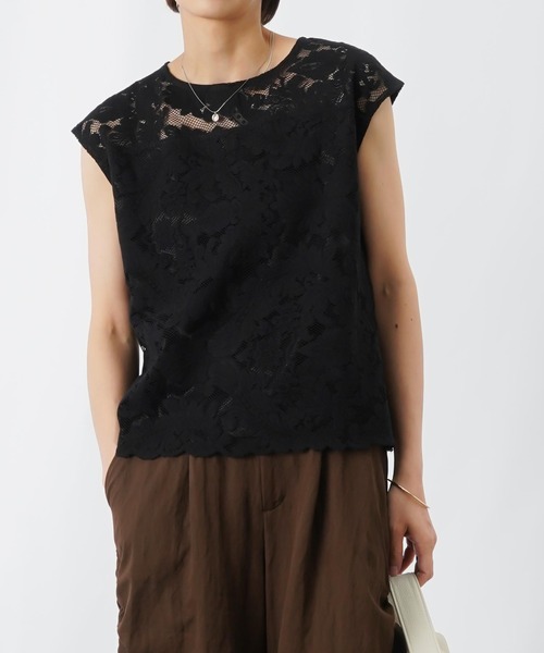 LUCA/LADY LUCK LUCA(ルカ/レディラックルカ)の「LC/LLL リーフレーススカラッププルオーバー(Tシャツ/カットソー・レディース・ブラック/オフホワイト・FREE)」の14枚目の写真