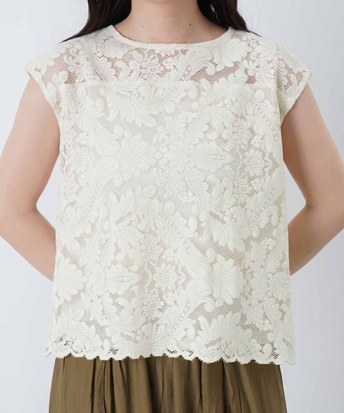 LUCA/LADY LUCK LUCA(ルカ/レディラックルカ)の「LC/LLL リーフレーススカラッププルオーバー(Tシャツ/カットソー・レディース・ブラック/オフホワイト・FREE)」の16枚目の写真