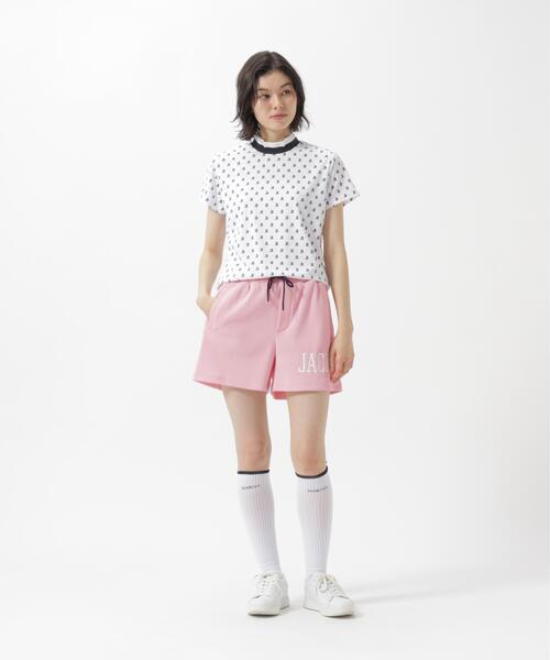Jack Bunny!!(ジャックバニー)の「【Jack Bunny!!】ロゴプリント半袖モックネックカットソー(Tシャツ/カットソー・レディース・ピンク/ネイビー/ホワイト・SMALL/MEDIUM)」の4枚目の写真