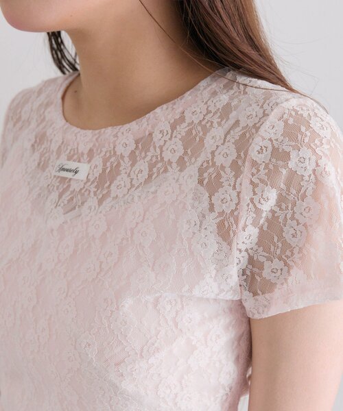 OLIVE des OLIVE（オリーブデオリーブ）の「レースドロストTシャツ（Tシャツ/カットソー・レディース・オフホワイト/ブラック/ピンク・FREE）」の17枚目の写真
