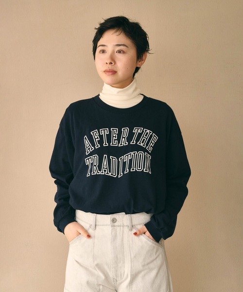 kha:ki(カーキ)の「「KHA:KI / カーキ」L/S TEE -WARPED COLLEGE-(Tシャツ/カットソー・レディース・ネイビー/ホワイト/ブラウン・FREE)」の3枚目の写真