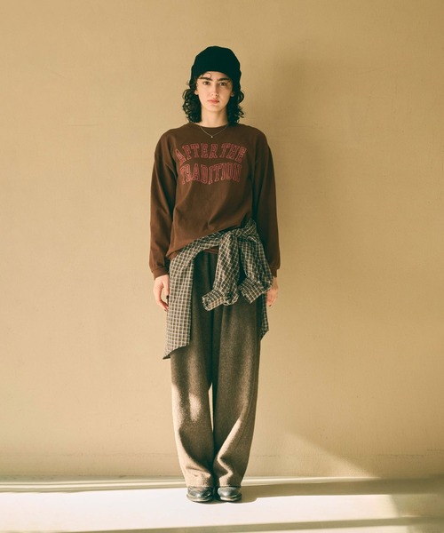 kha:ki(カーキ)の「「KHA:KI / カーキ」L/S TEE -WARPED COLLEGE-(Tシャツ/カットソー・レディース・ネイビー/ホワイト/ブラウン・FREE)」の8枚目の写真