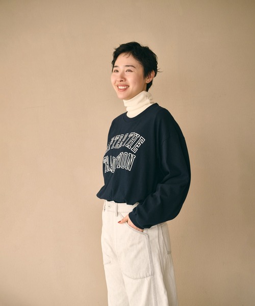 kha:ki(カーキ)の「「KHA:KI / カーキ」L/S TEE -WARPED COLLEGE-(Tシャツ/カットソー・レディース・ネイビー/ホワイト/ブラウン・FREE)」の18枚目の写真