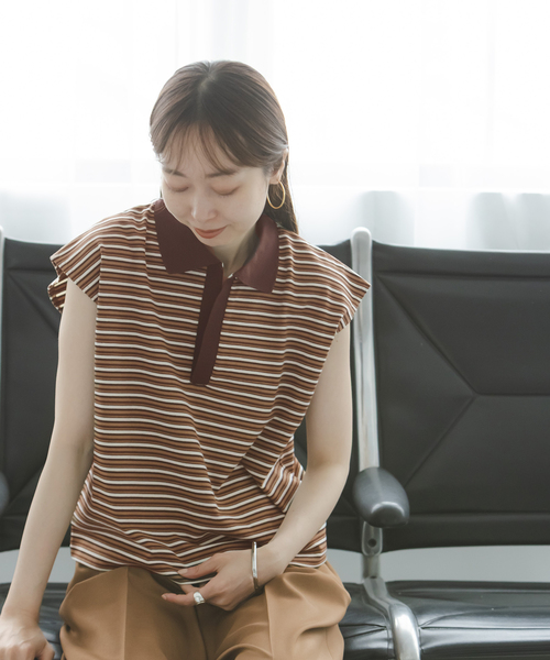 STAR&STRIPE（スターアンドストライプ）の「《NOBLE別注》STAR&STRIPEスターアンドストライプ マルチボーダープルオーバー（Tシャツ/カットソー・レディース・ブラウン/ネイビー・FREE）」の3枚目の写真