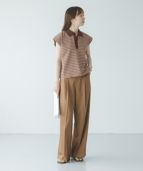 STAR&STRIPE（スターアンドストライプ）の「《NOBLE別注》STAR&STRIPEスターアンドストライプ マルチボーダープルオーバー（Tシャツ/カットソー・レディース・ブラウン/ネイビー・FREE）」の4枚目の写真