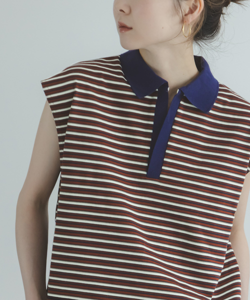 STAR&STRIPE（スターアンドストライプ）の「《NOBLE別注》STAR&STRIPEスターアンドストライプ マルチボーダープルオーバー（Tシャツ/カットソー・レディース・ブラウン/ネイビー・FREE）」の12枚目の写真