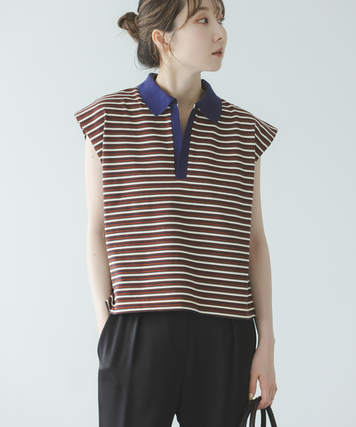 STAR&STRIPE（スターアンドストライプ）の「《NOBLE別注》STAR&STRIPEスターアンドストライプ マルチボーダープルオーバー（Tシャツ/カットソー・レディース・ブラウン/ネイビー・FREE）」の15枚目の写真