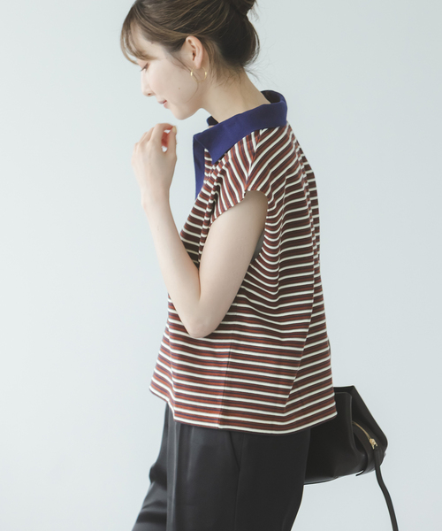 STAR&STRIPE（スターアンドストライプ）の「《NOBLE別注》STAR&STRIPEスターアンドストライプ マルチボーダープルオーバー（Tシャツ/カットソー・レディース・ブラウン/ネイビー・FREE）」の16枚目の写真