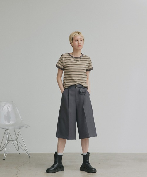 ad thie(アドティエ)の「ベルト ミニ ポーチ付き タックバミューダパンツ(その他パンツ・レディース・ブラック/ライトブラウン/アイボリー/グレー・FREE)」の8枚目の写真