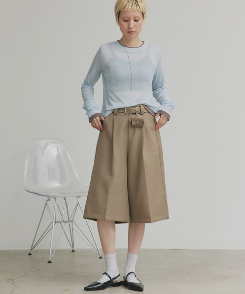 ad thie(アドティエ)の「ベルト ミニ ポーチ付き タックバミューダパンツ(その他パンツ・レディース・ブラック/ライトブラウン/アイボリー/グレー・FREE)」の14枚目の写真
