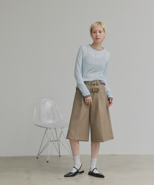ad thie(アドティエ)の「ベルト ミニ ポーチ付き タックバミューダパンツ(その他パンツ・レディース・ブラック/ライトブラウン/アイボリー/グレー・FREE)」の15枚目の写真