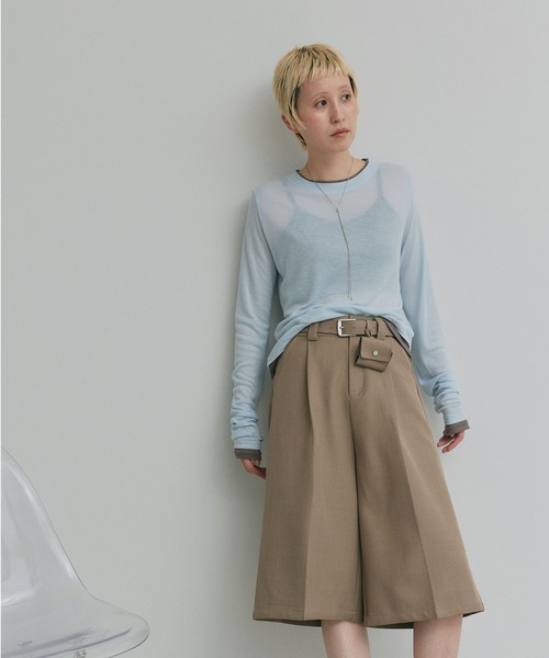 ad thie(アドティエ)の「ベルト ミニ ポーチ付き タックバミューダパンツ(その他パンツ・レディース・ブラック/ライトブラウン/アイボリー/グレー・FREE)」の19枚目の写真