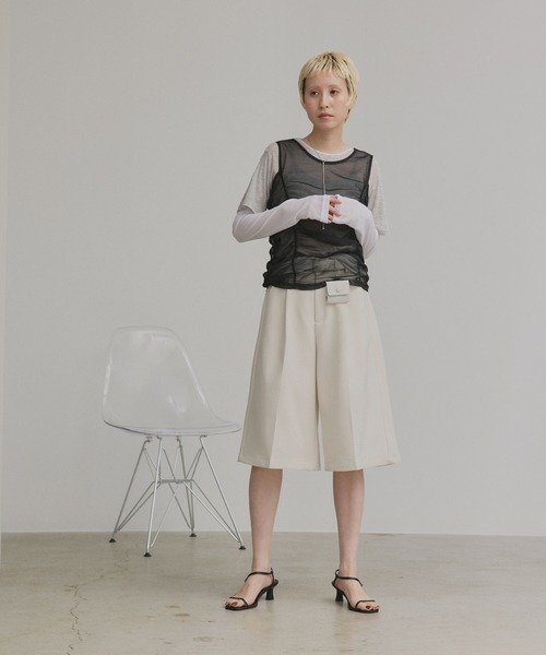 ad thie(アドティエ)の「ベルト ミニ ポーチ付き タックバミューダパンツ(その他パンツ・レディース・ブラック/ライトブラウン/アイボリー/グレー・FREE)」の22枚目の写真