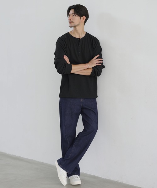 SPU(スプ)の「【吸水速乾、UVカット、形態安定、通気性、抗ピリング】機能性エアドライワッフルヘンリーネック長袖カットソー(Tシャツ/カットソー・メンズ・オフホワイト/ブラック/グレー・S/M/L/XL)」の20枚目の写真