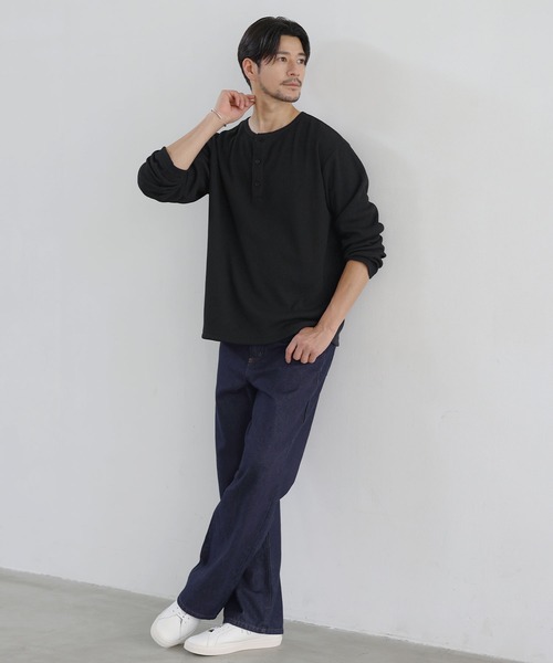 SPU(スプ)の「【吸水速乾、UVカット、形態安定、通気性、抗ピリング】機能性エアドライワッフルヘンリーネック長袖カットソー(Tシャツ/カットソー・メンズ・オフホワイト/ブラック/グレー・S/M/L/XL)」の22枚目の写真
