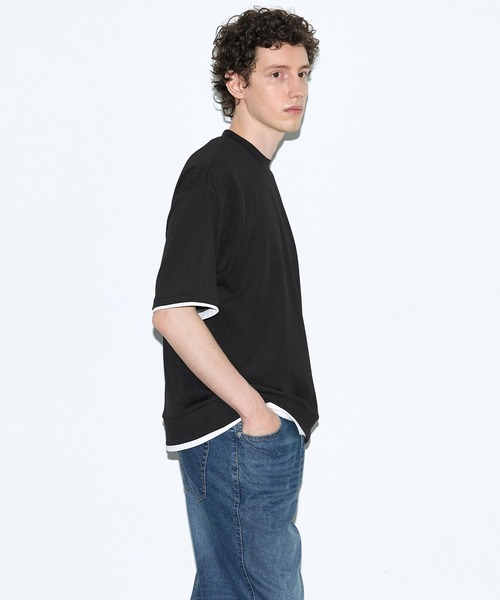 coca(coca)(コカ)の「ライトエンボスレイヤード風半袖Tシャツ(Tシャツ/カットソー・メンズ・ライトグレー/ダークグリーン/ブラック・XL/M/L)」の6枚目の写真