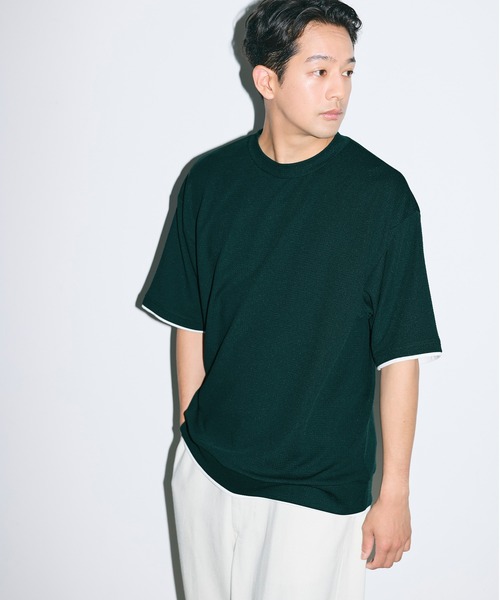 coca(coca)(コカ)の「ライトエンボスレイヤード風半袖Tシャツ(Tシャツ/カットソー・メンズ・ライトグレー/ダークグリーン/ブラック・XL/M/L)」の15枚目の写真