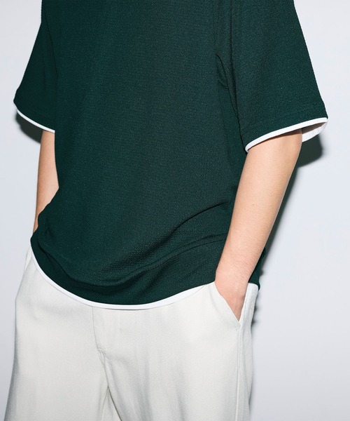 coca(coca)(コカ)の「ライトエンボスレイヤード風半袖Tシャツ(Tシャツ/カットソー・メンズ・ライトグレー/ダークグリーン/ブラック・XL/M/L)」の16枚目の写真