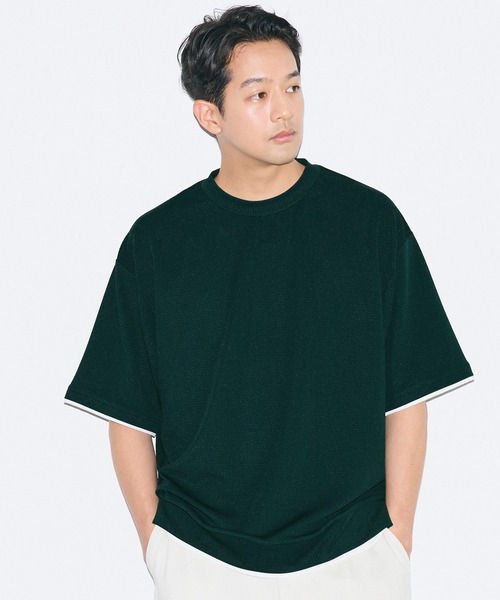 coca(coca)(コカ)の「ライトエンボスレイヤード風半袖Tシャツ(Tシャツ/カットソー・メンズ・ライトグレー/ダークグリーン/ブラック・XL/M/L)」の18枚目の写真