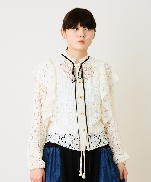 Ranerrh(ラネリ)の「インポートプリーツブラウス【結婚式・二次会・パーティー】【入卒園・入卒式】【オケージョン・セレモニー】【デイリー/オフィスにも使える】(シャツ/ブラウス・レディース・ブラック/オフホワイト・38)」の6枚目の写真