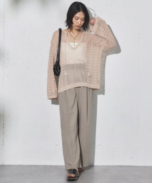 Doux archives(ドゥアルシーヴ)の「透かし編みキーネックニットプルオーバー(ニット/セーター・レディース・ブルー/ベージュ/イエロー・FREE)」の20枚目の写真