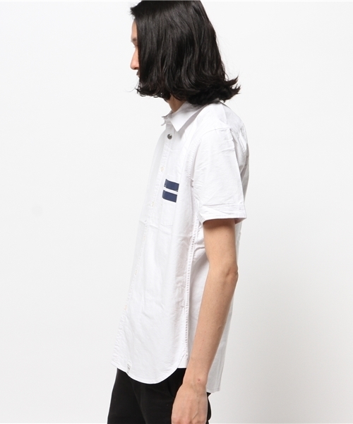 AZUL by moussy（アズールバイマウジー）の「ストレッチオックスラインpt半袖シャツ（シャツ/ブラウス・メンズ・サックスブルー/ホワイト/ネイビー・SMALL/LARGE/MEDIUM/X-SMALL/X-LARGE）」の5枚目の写真