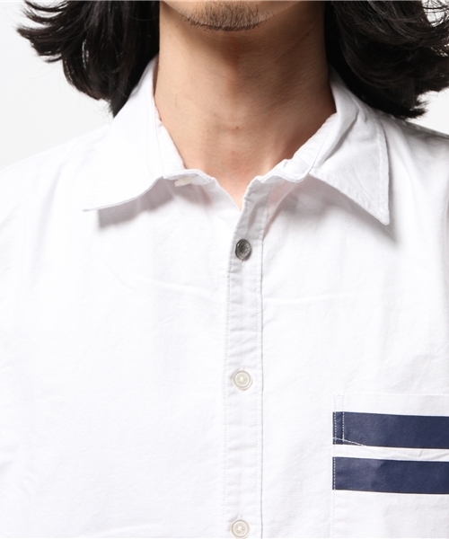 AZUL by moussy（アズールバイマウジー）の「ストレッチオックスラインpt半袖シャツ（シャツ/ブラウス・メンズ・サックスブルー/ホワイト/ネイビー・SMALL/LARGE/MEDIUM/X-SMALL/X-LARGE）」の7枚目の写真