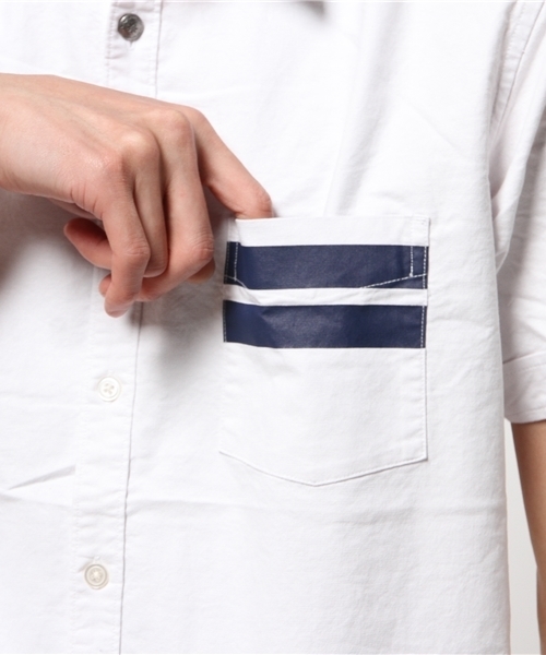AZUL by moussy（アズールバイマウジー）の「ストレッチオックスラインpt半袖シャツ（シャツ/ブラウス・メンズ・サックスブルー/ホワイト/ネイビー・SMALL/LARGE/MEDIUM/X-SMALL/X-LARGE）」の9枚目の写真